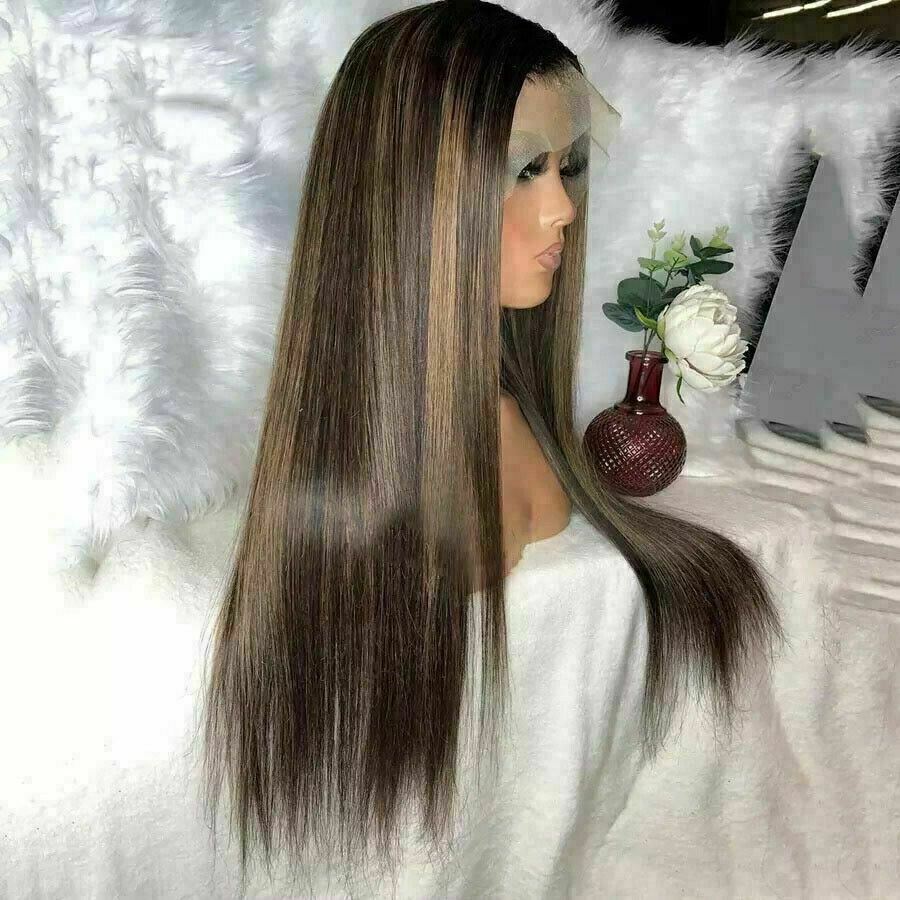 Luxury Lace Front Dark Brown Balayage Human Hair Full Lace Wig