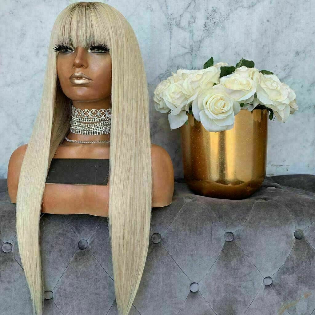 Luxury Platinum Blonde Fringe Bangs 100 Human Hair Swiss 13x4