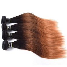 Load image into Gallery viewer, Luxury Straight Brazilian Auburn #1B/4/30 Ombre Virgin Human Hair Extensions
