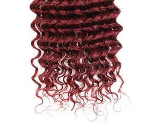 Luxury Deep Wave Brazilian Burgundy Red #99J Wavy Virgin Human Hair Extensions