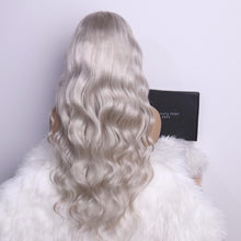 Load image into Gallery viewer, Luxury Remy Silver Grey Gray 100% Human Hair Swiss 13x4 Lace Front Glueless Wig Platinum Wavy Colouful U-Part or Full Lace Upgrade Available
