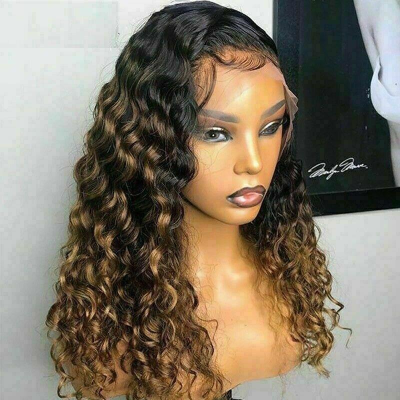 Luxury Curly Ombre Honey Blonde 100 Human Hair Swiss 13x4 Lace