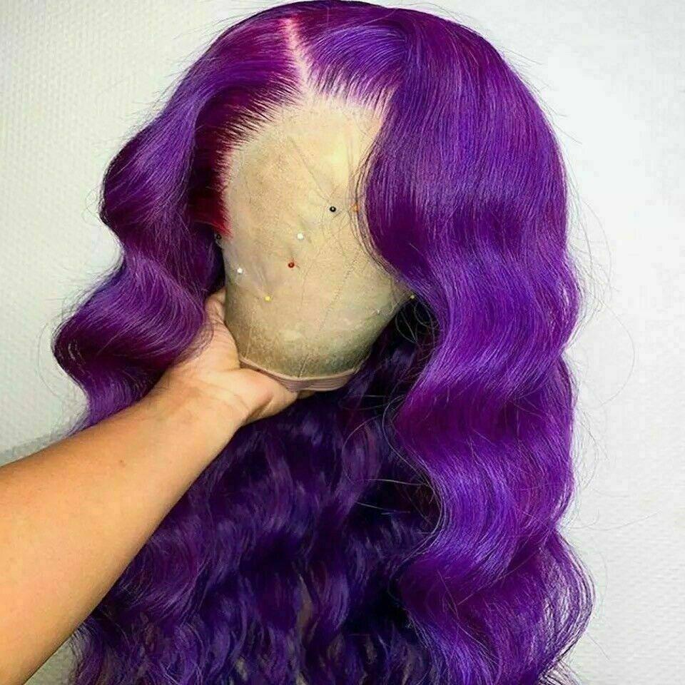 Purple Human Hair Wigs Dolly Luxury Hair