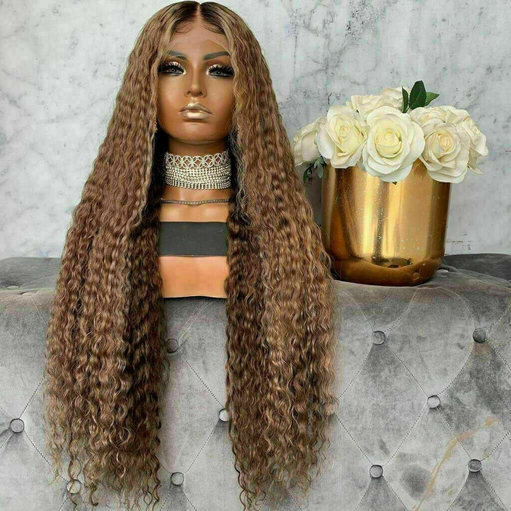 Luxury Curly Wavy Light Brown Ombre Blonde 100 Human Hair Swiss