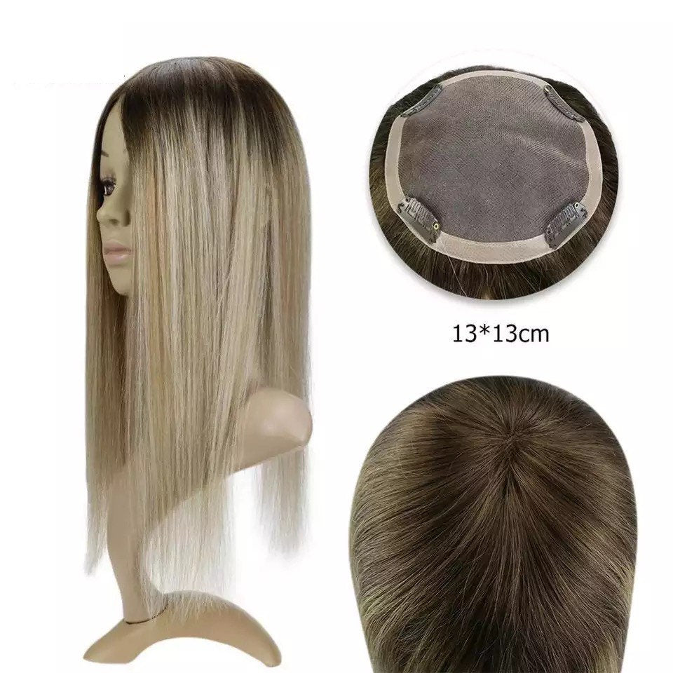 Luxury Human Hair Topper Ombre Balayage 13*13cm Remy Hair Piece C – Dolly Luxury