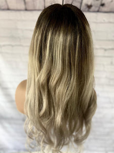 Luxury Cool Ash Blonde Balayage 100% Human Hair Swiss 13x4 Lace Front Glueless Wig Wavy U-Part, 360 or Full Lace Upgrade Available 2021