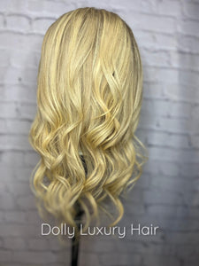 Luxury Light Ash Platinum Blonde Balayage Highlight 100% Human Hair Swiss 13x4 Lace Front Glueless Wig U-Part, 360 or Full Lace Upgrade Available