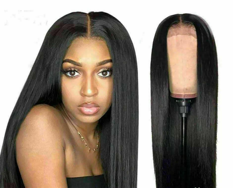 100% Human hair wig Black 1B outlet lace front wig 13x4 parting 18 inches