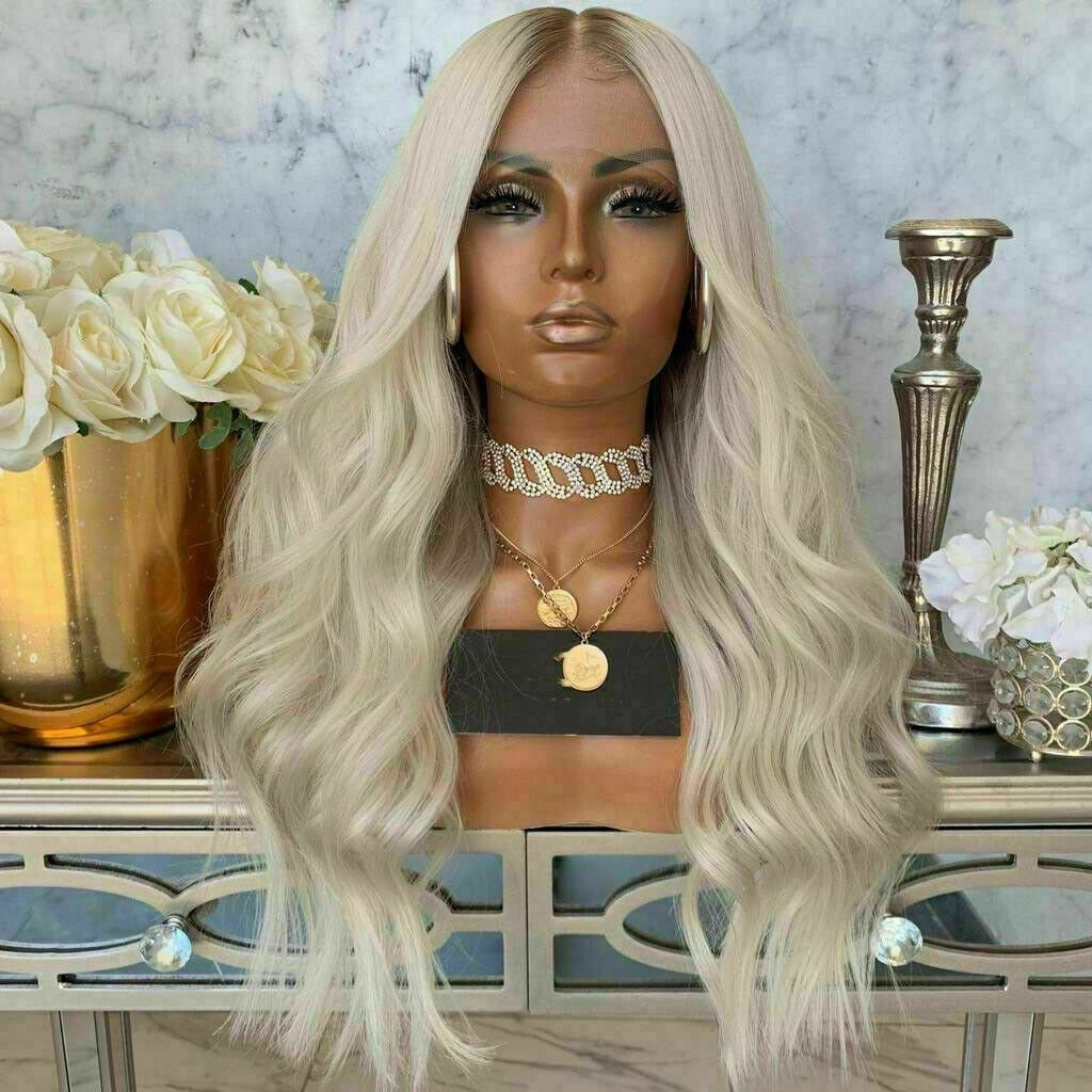 100% Human hair Wig Slim U Part Ombre Rooted To Light hot Blonde 24