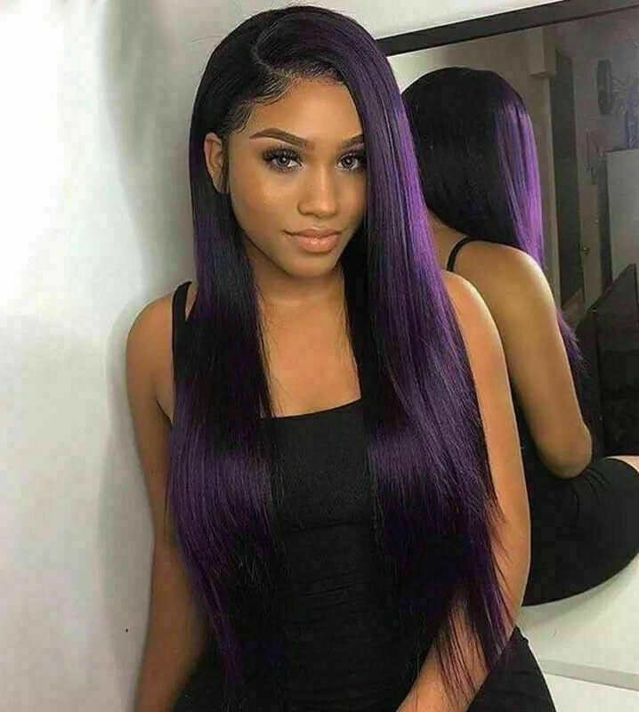 Wowfactor celebrity Sexy purple plum lavender dark root lace front layered cut 2024