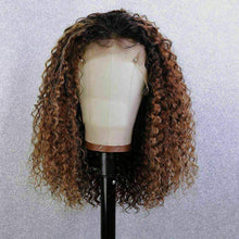 Load image into Gallery viewer, Luxury Curly Honey Blonde Auburn Brown 100% Human Hair Swiss 13x4 Lace Front Glueless Wig Ash U-Part, 360 or Full Lace Upgrade Available
