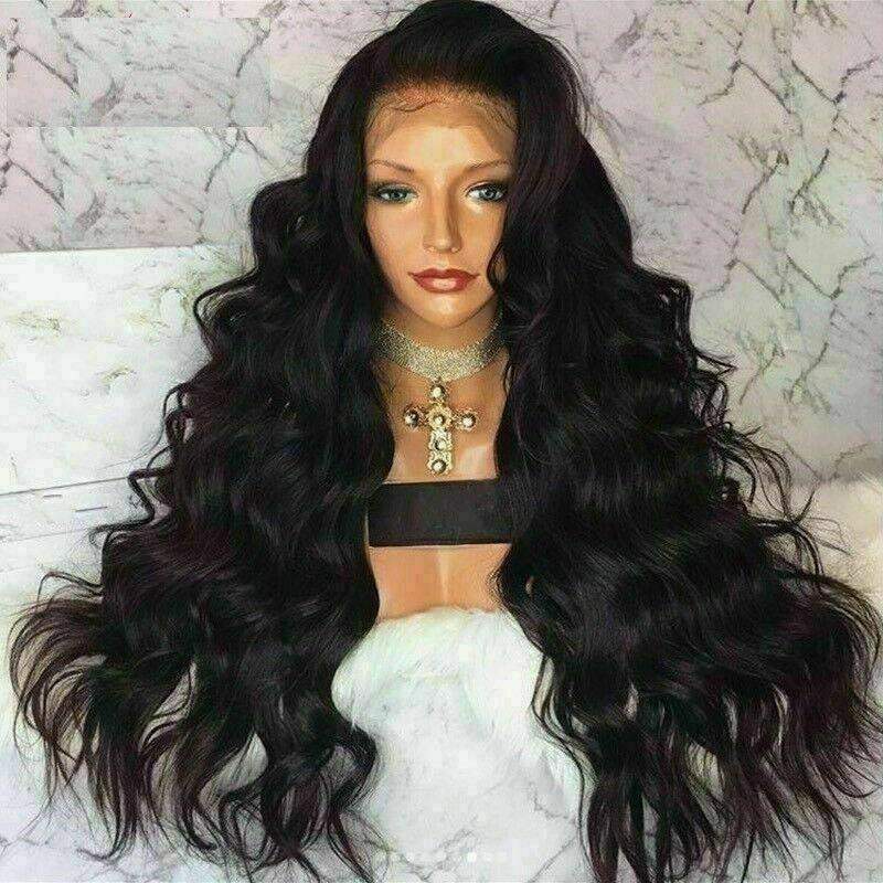 Luxury Remy Wavy Body Wave 1B Black 100 Human Hair Swiss 13x4