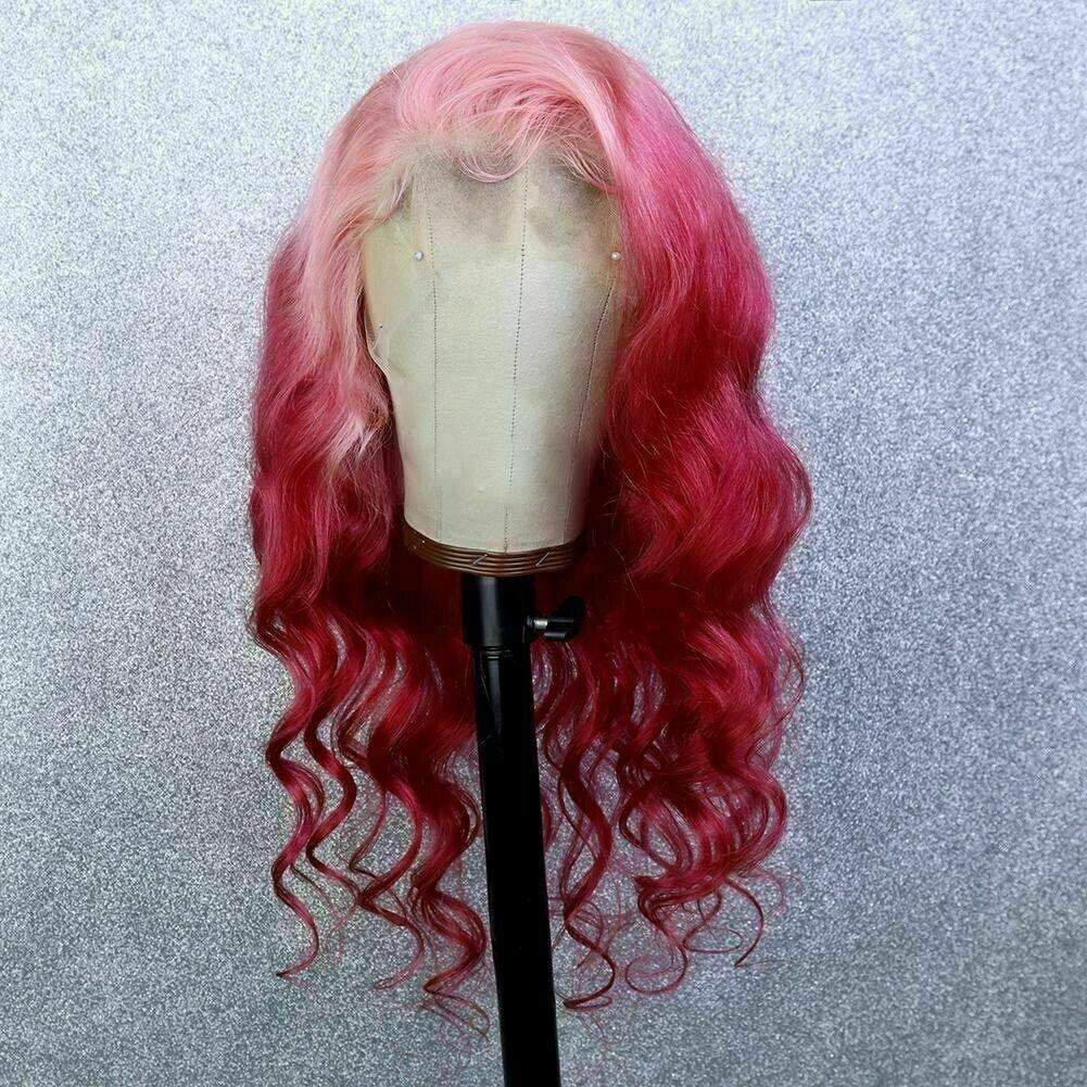 Hot Pink  Money Piece Remy Human Hair Lace Front Wig - UniWigs ® Official  Site